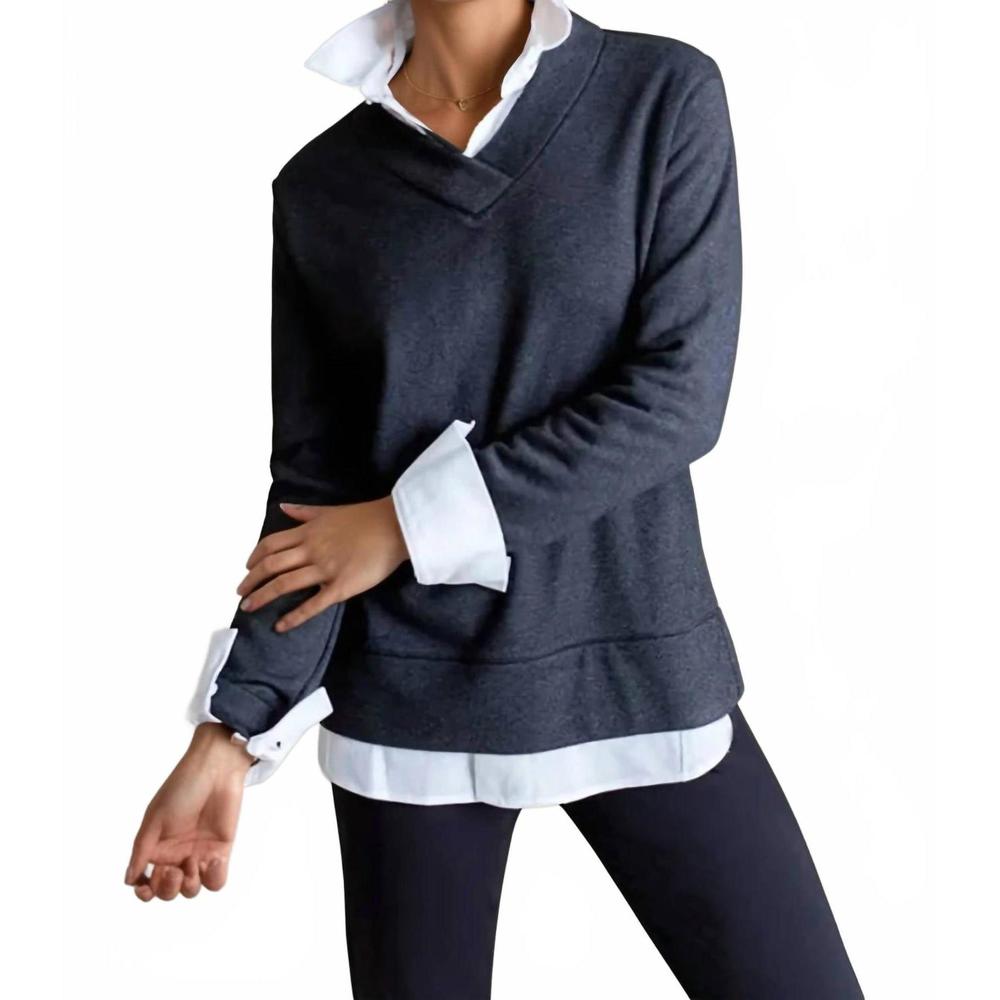 NEW BUKI power vee 'sweater' sweatshirt in charcoal grey